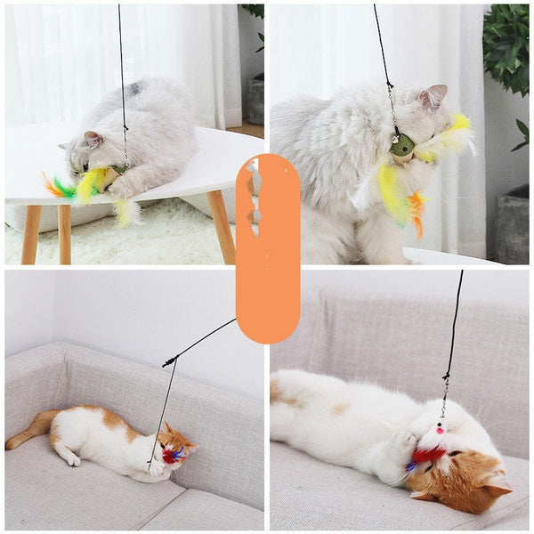 Cat Fish Toy Teaser Stick, Funny Cat Feather Toy Stick