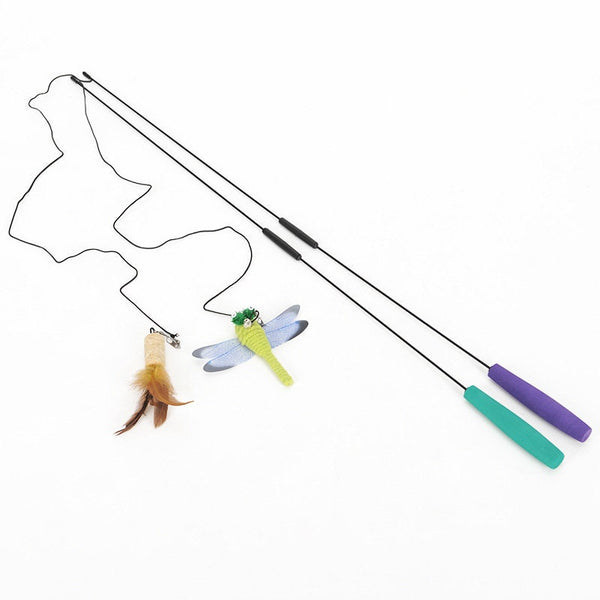 Cat Fish Toy Teaser Stick, Funny Cat Feather Toy Stick