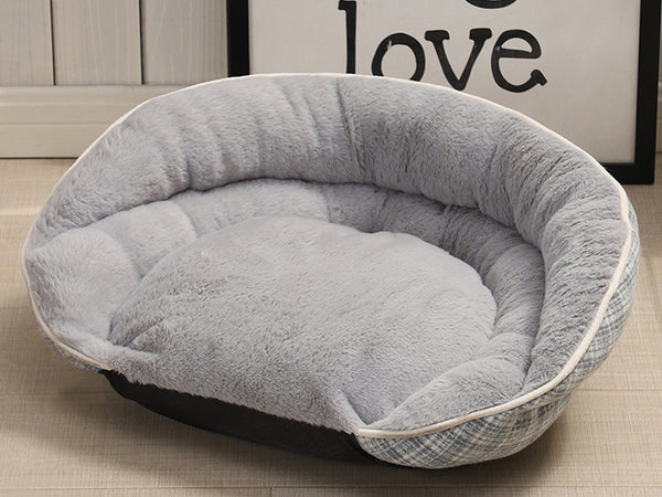 Luxury Soft Semi Circular Warm Bed for Dogs and Cats, Anti Anxiety Pet Bed