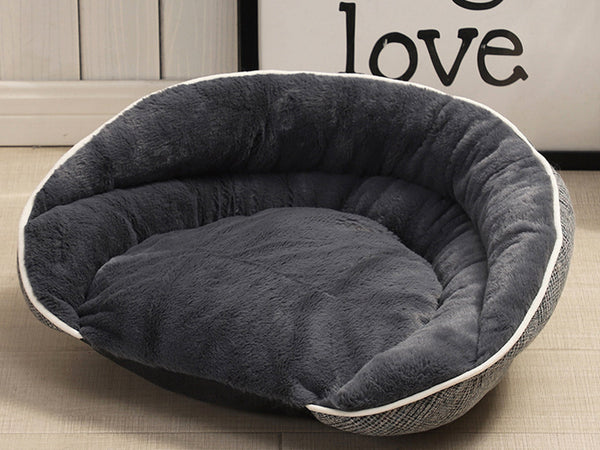 Luxury Soft Semi Circular Warm Bed for Dogs and Cats, Anti Anxiety Pet Bed