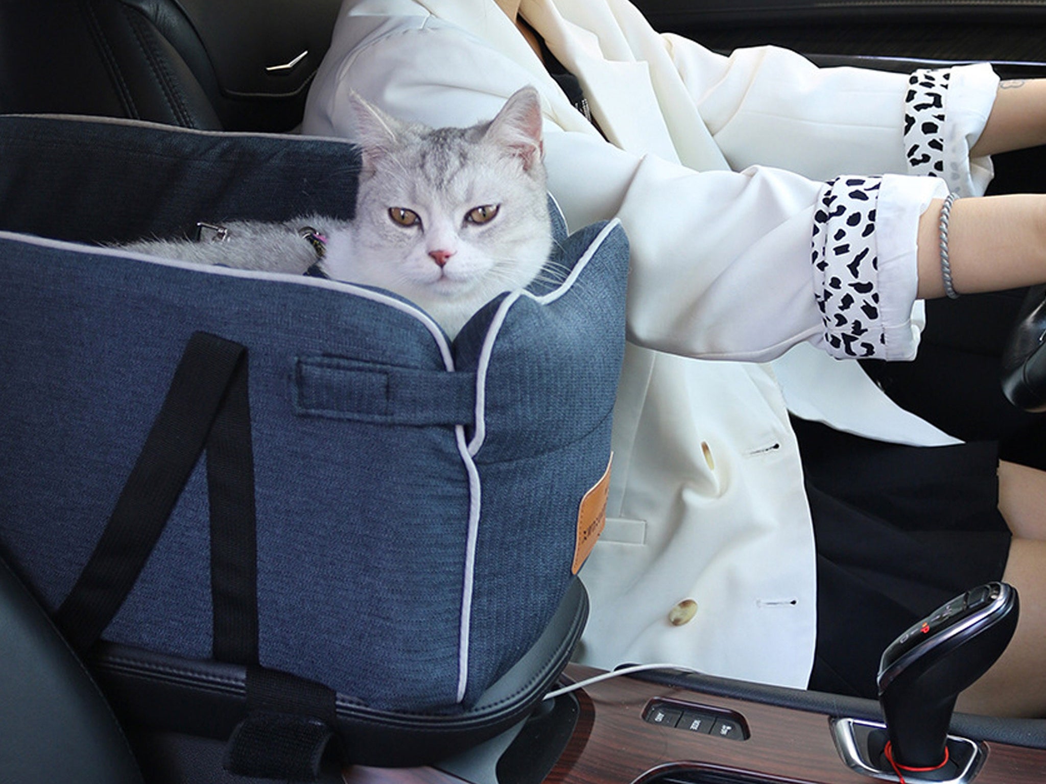 Cat Car Seat For Central Armrest, Small Dog Car Seat, Pet Travel Car Bed
